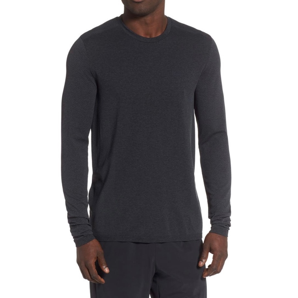 NWT Men's Zella Seamless Performance Long Sleeve T-Shirt in Black Oxide